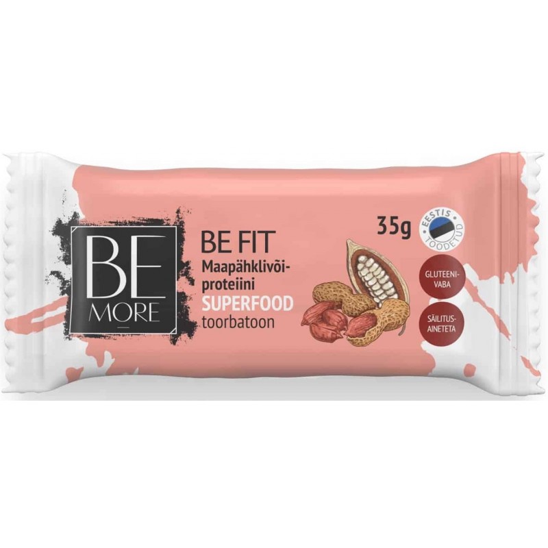 Be more Be Fit maapähklivõi- proteiini superfood toorbatoon 35 g foto